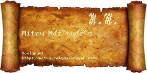 Mitru Mátyás névjegykártya